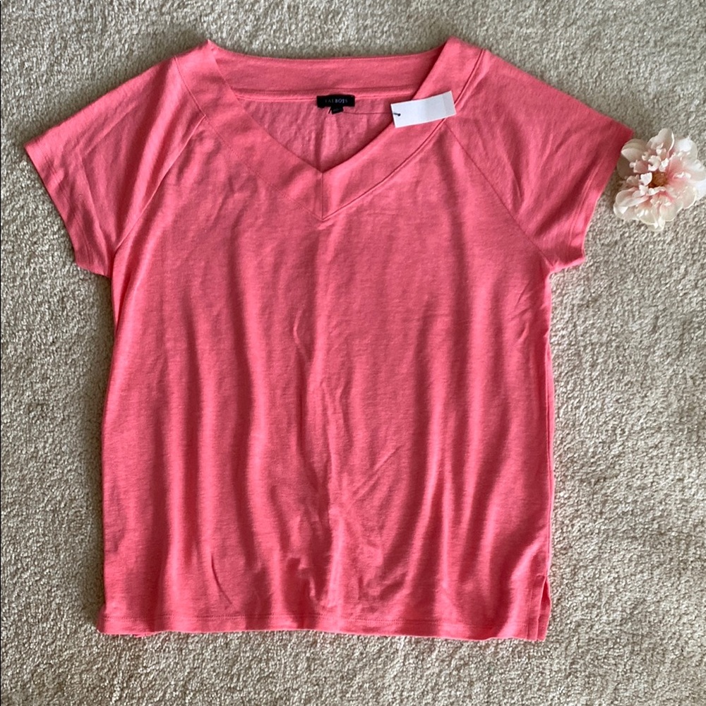 Talbots Coral V-Neck Short Sleeve Top, S, NWT